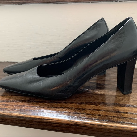 Black Leather Heels - Picture 1 of 3